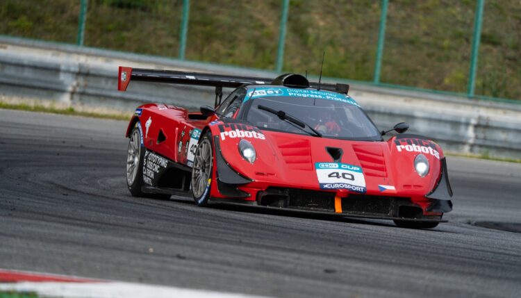 Antonín Herbeck leads his Pagani Zonda to victory